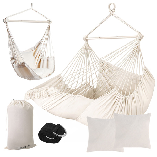 Piekaramais krēsls šūpuļtīkls Gardlov 210cm 150kg, smilškrāsas