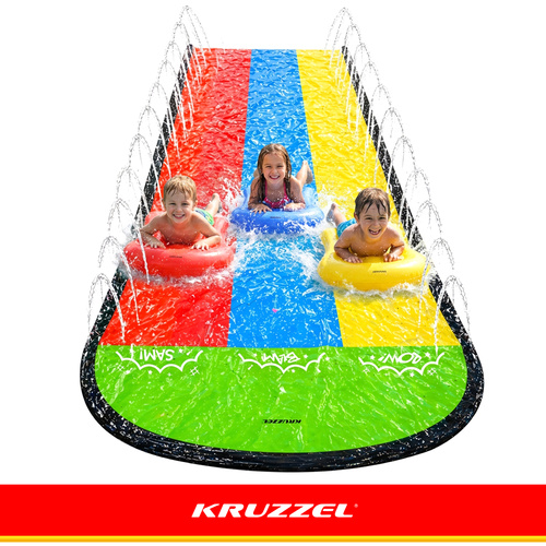 Kruzzel Triple Water Slide with Fountain 480 cm 3 Boards, multicolor