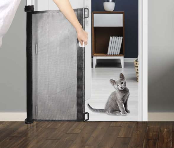 Portable Folding Safety Security Magic Gate Guard Mesh Fence Net for Pets Dog Puppy Cat, Black