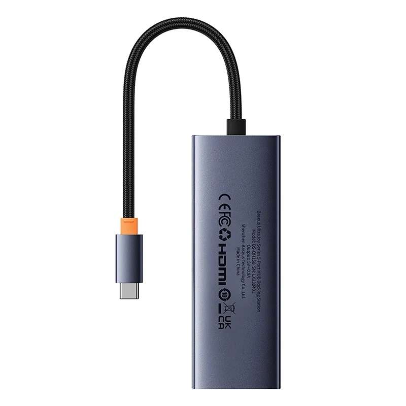 Baseus UltraJoy 5-Port USB-C Хаб (HDMI, 3xUSB 3.0, PD), Серый