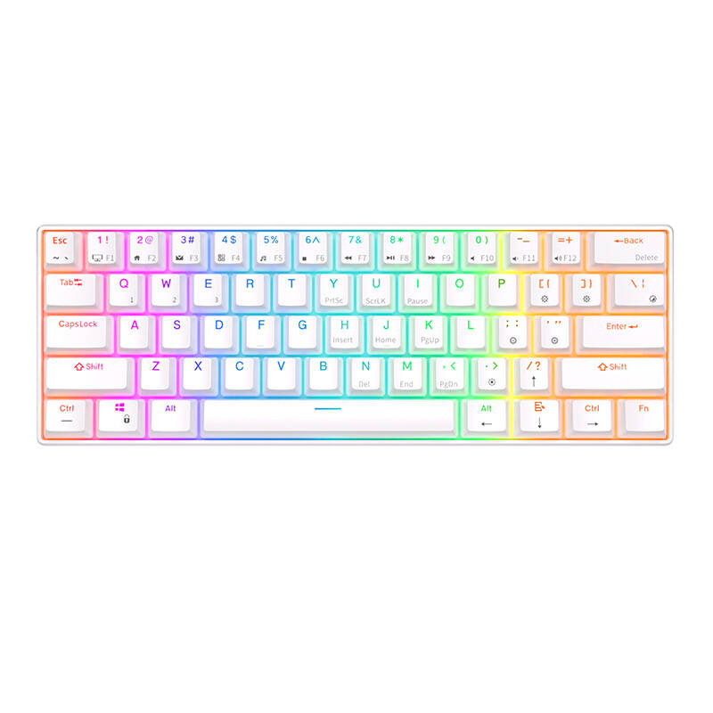 Mehāniskā tastatūra Royal Kludge RK61 RGB, sarkans slēdzis (balta) | Mechanical keyboard red switch (white)