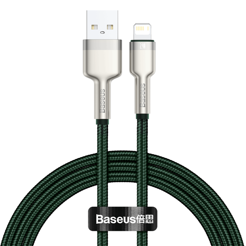 USB to Lightning Cable Baseus Cafule CALJK-A06 2.4A 1m Green