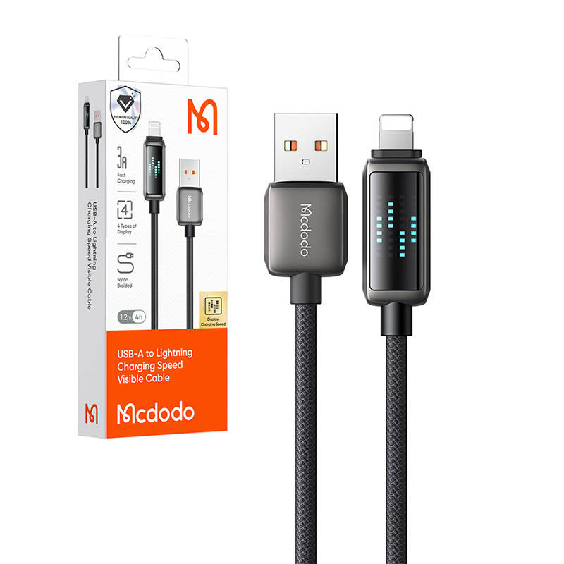 USB-A uz Lightning kabelis Mcdodo CA-5250 LED displejs 1.2m (2)