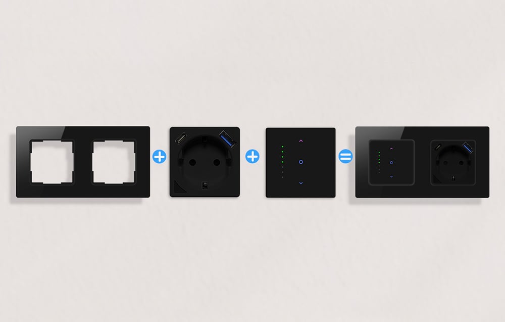 Dubultais slēdža rāmis Avatto TS20 Melns stikls (0)