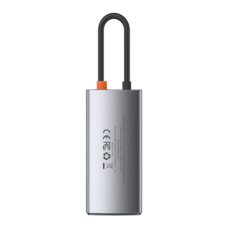Baseus Metal Gleam 4in1 USB-C centrmezgls, HDMI, USB 3.0, PD 100W, pelēks
