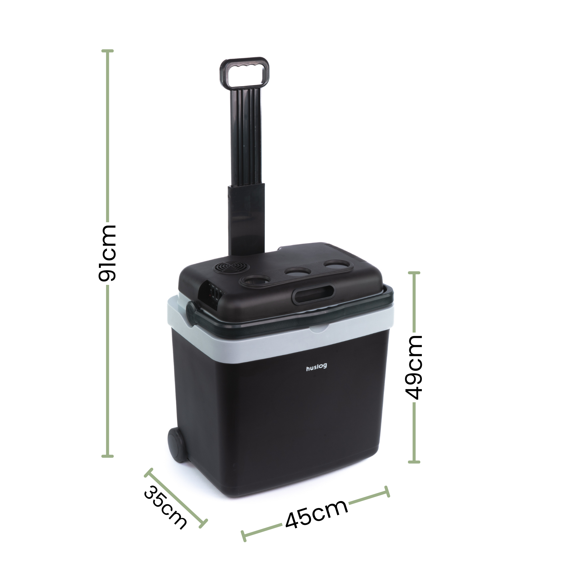 Huslog Portable Electric Cooler on Wheels 33L 12V/240V