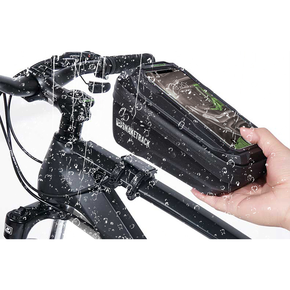 Snake Track ST02 Handlebar Bike Bag with Phone Holder Waterproof Frame Pouch, Black