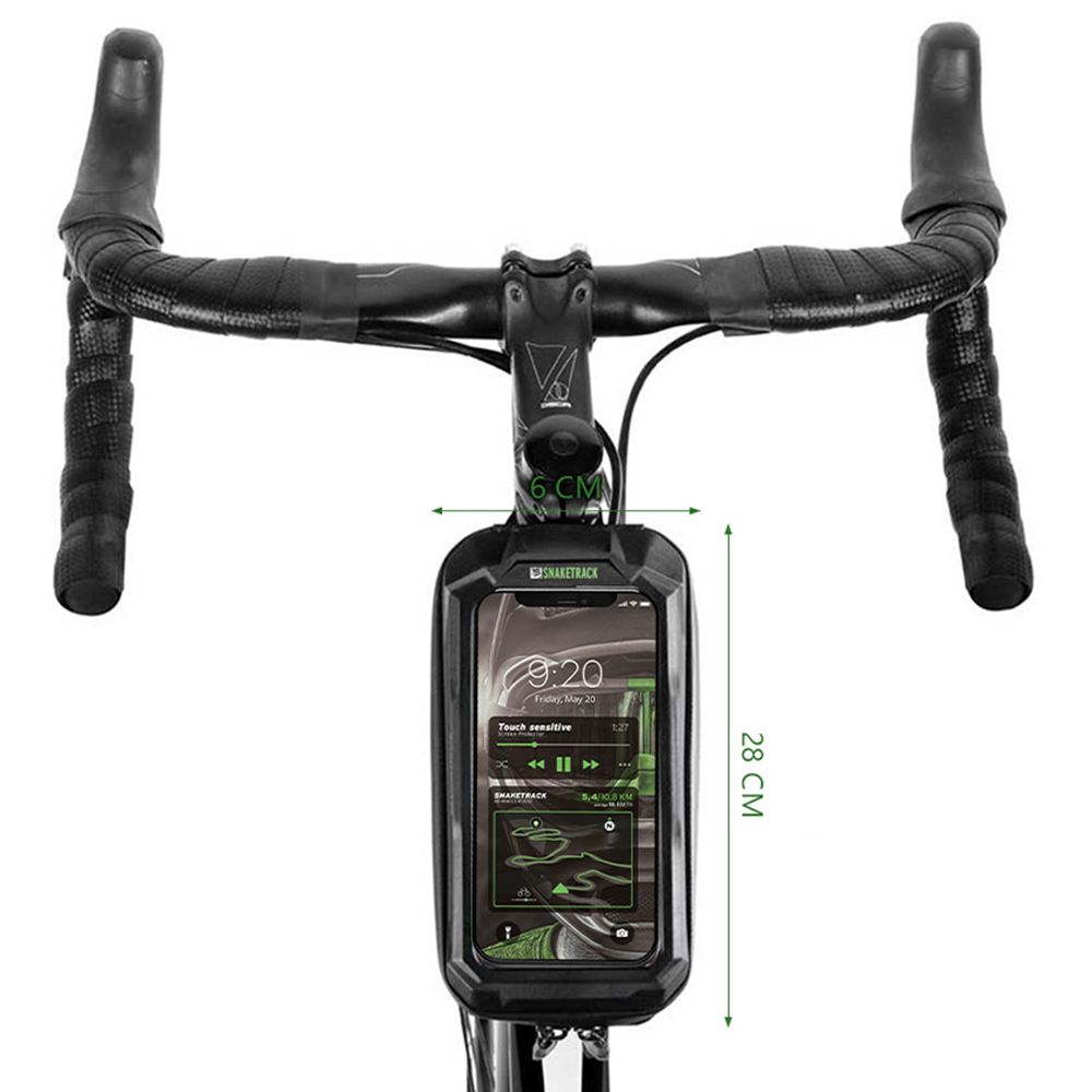 Snake Track ST02 Handlebar Bike Bag with Phone Holder Waterproof Frame Pouch, Black