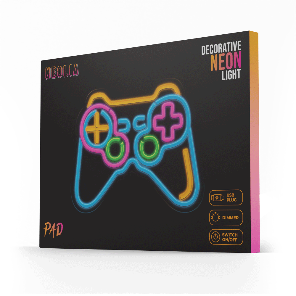 Gamepad LED Neon Sign Neolia NNE19 for Gaming Room Decor USB Dimmable, Multicolor