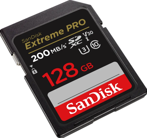 Memory Card SanDisk Extreme Pro 128GB SDXC C10 V30 UHS-I U3, black