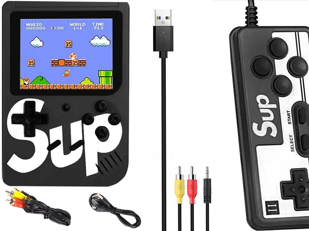 Retro Mini Portable Console, 400 Games, 3.0\", TV Connection, Remote, Black