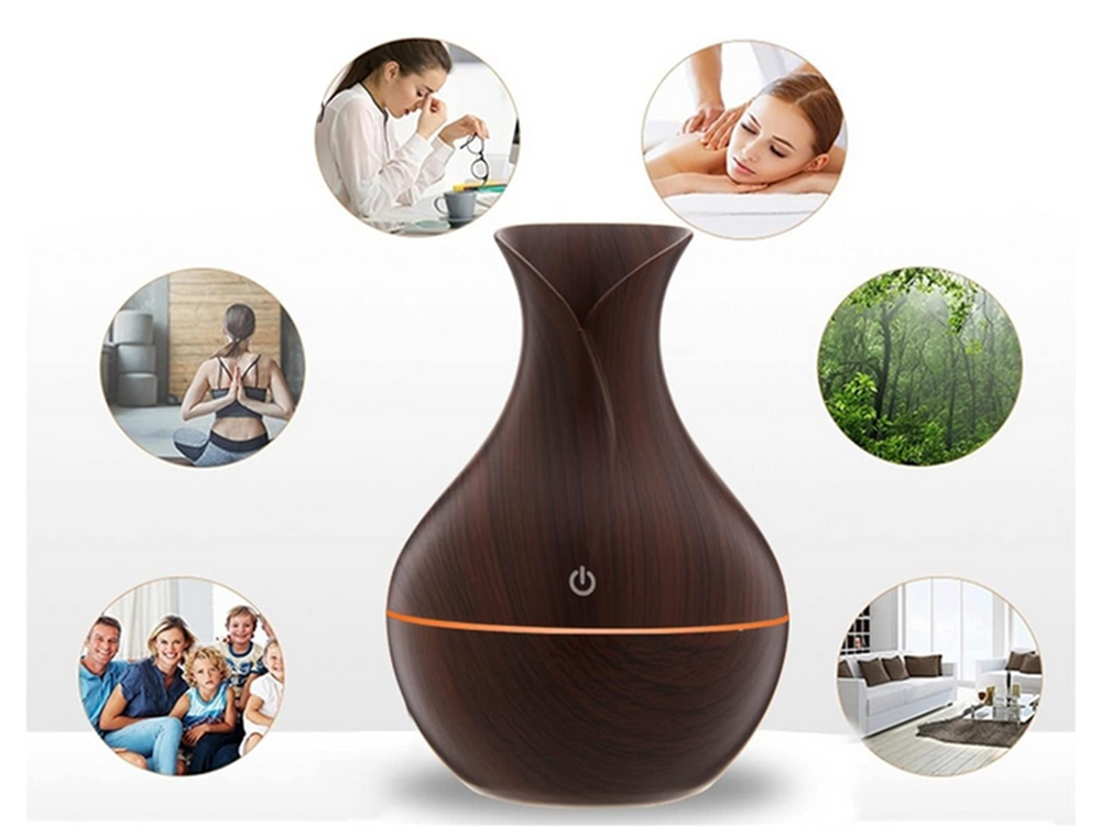 Air Humidifier, Aroma Diffuser, Aromatherapy, RGB Illumination, USB, Dark Brown