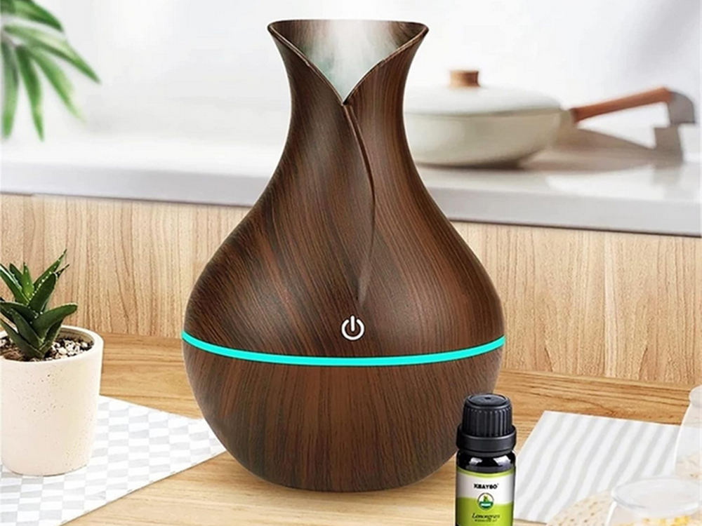 Air Humidifier, Aroma Diffuser, Aromatherapy, RGB Illumination, USB, Dark Brown
