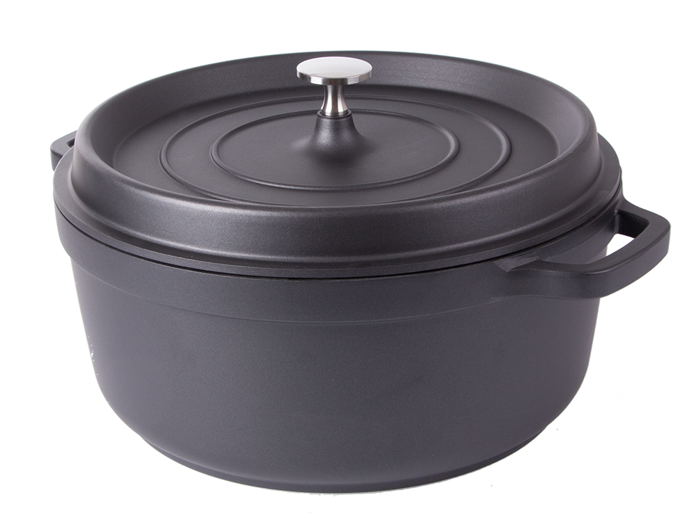Aluminum Pot / Roaster with Lid 6.6L, Non-Stick, Induction, Black