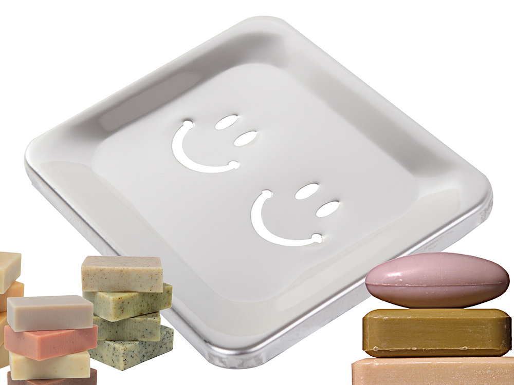 Wall-Mounted Metal Soap Dish with Drainage, Silver (2)