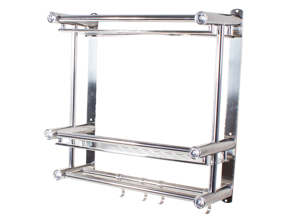 Hanging Bathroom Shelf Organizer with 2 Tiers and Hooks