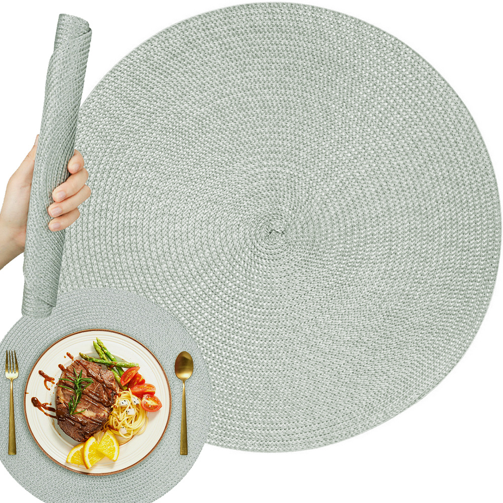 Round Woven Table Placemat, Gray, Ø 38 cm, 1 Pc