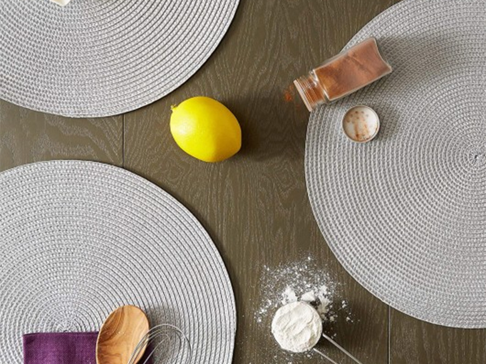 Round Woven Table Placemat, Gray, Ø 38 cm, 1 Pc