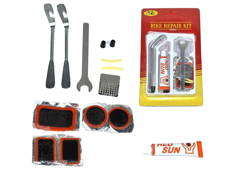 Vulcanisation Kit For Bicycle Inner Tubes Repair Patches With Spoons Glue