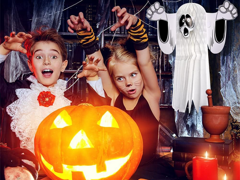 3D papīra spoks Halloween dekorācija, saliekams, balts