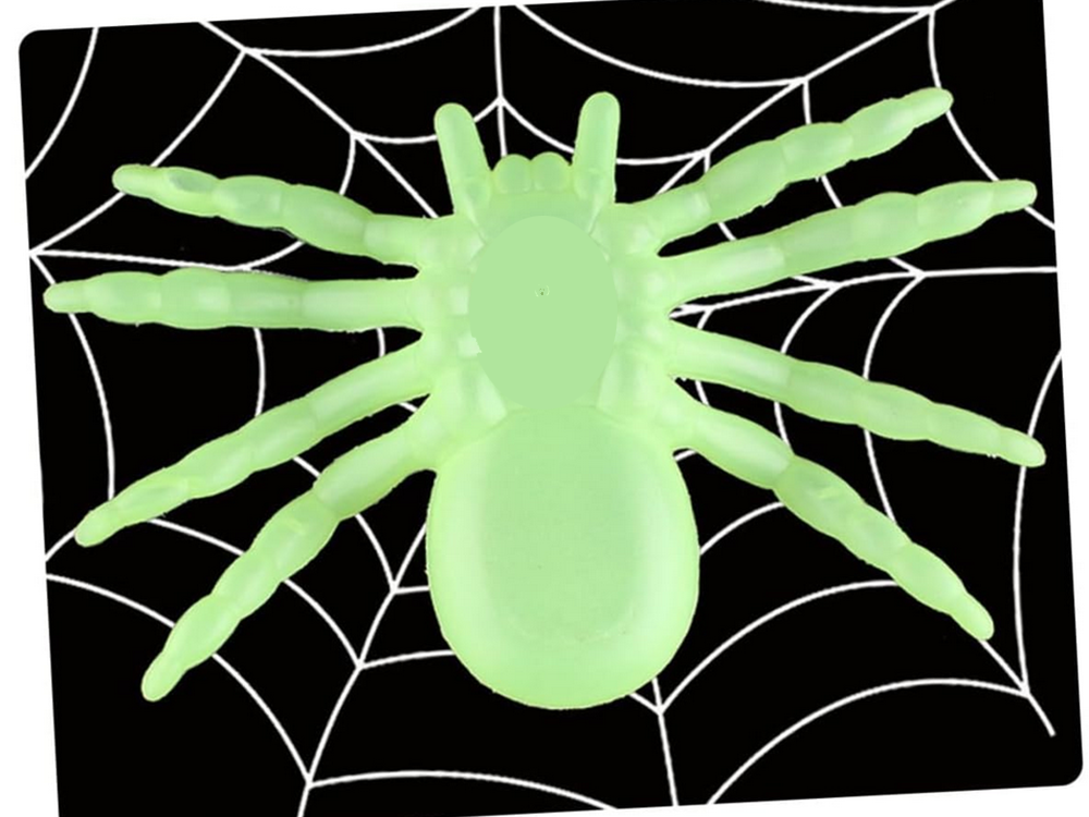 Halloween Decoration Large Spiders, Fluorescent, 11 cm, 2 pcs, Green