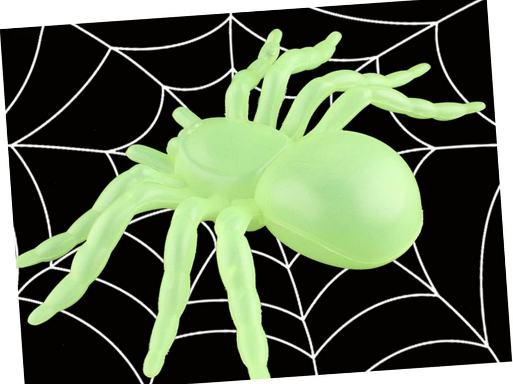 Halloween Decoration Large Spiders, Fluorescent, 11 cm, 2 pcs, Green