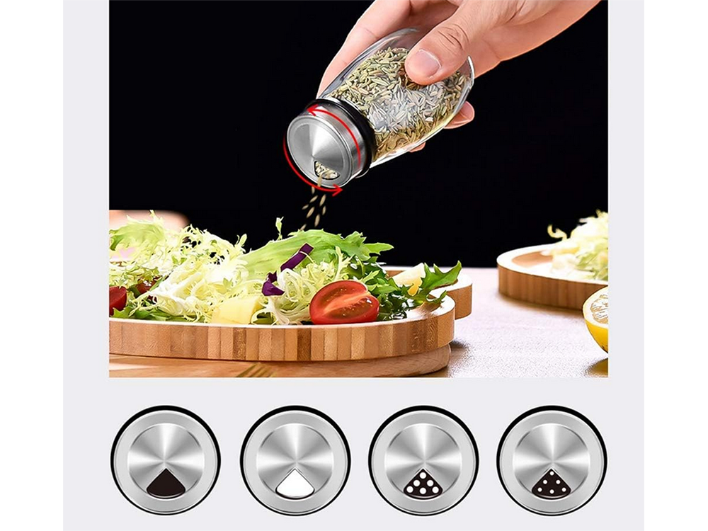 Rotating Spice Rack + 6 Glass Jars