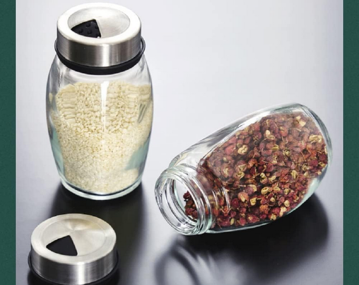 Rotating Spice Rack + 6 Glass Jars