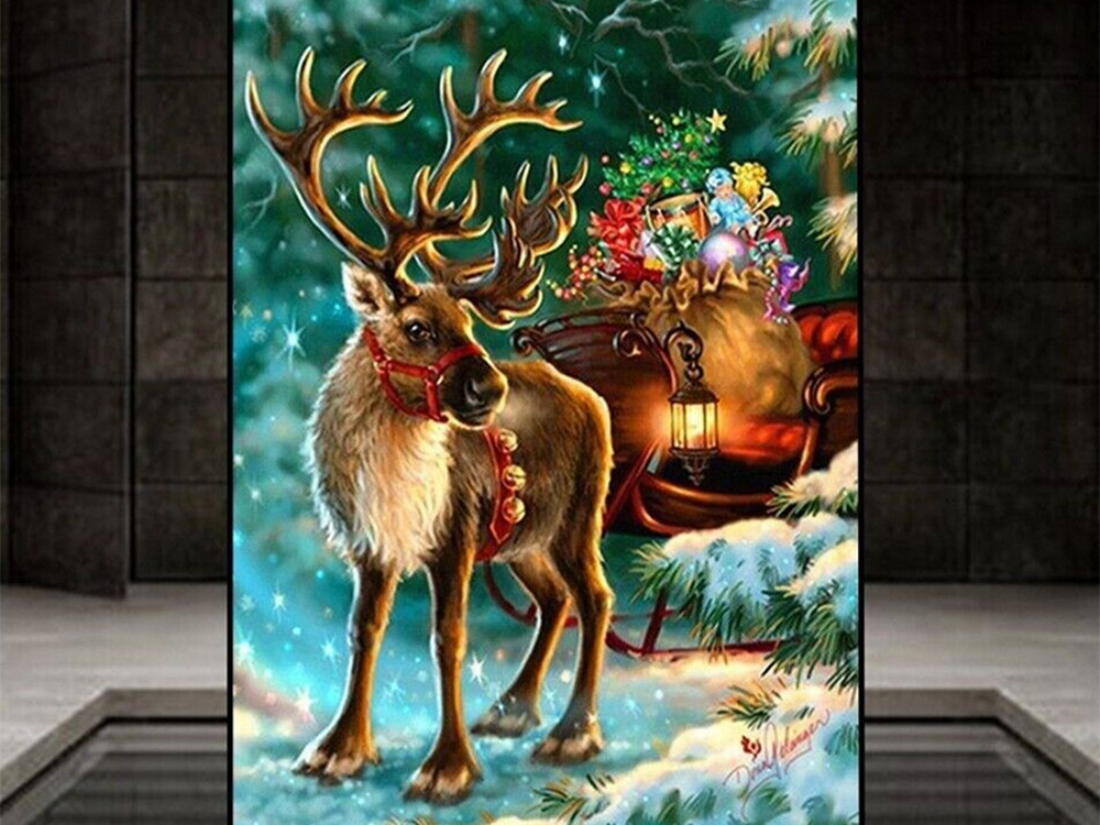 Diamond Embroidery Kit Christmas Reindeer 5D, 30x40 cm