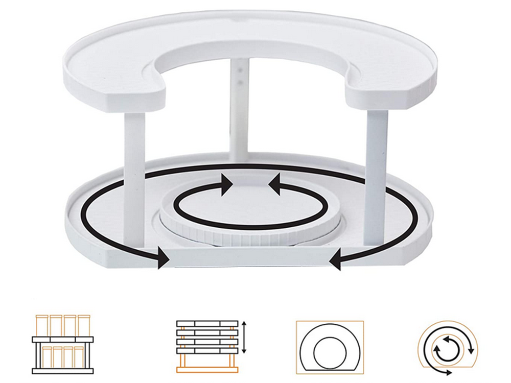 Rotating Spice and Small Items Organizer, Adjustable Height