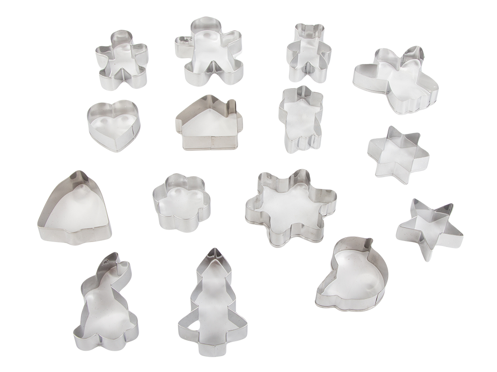 Christmas Gingerbread Cookie Cutters 15 pcs Silver