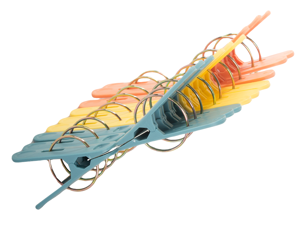Plastic Clothes Pegs, 18 pcs, Multicolor