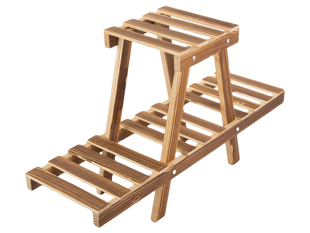 Two-Tier Wooden Plant Stand, 44 cm, Brown