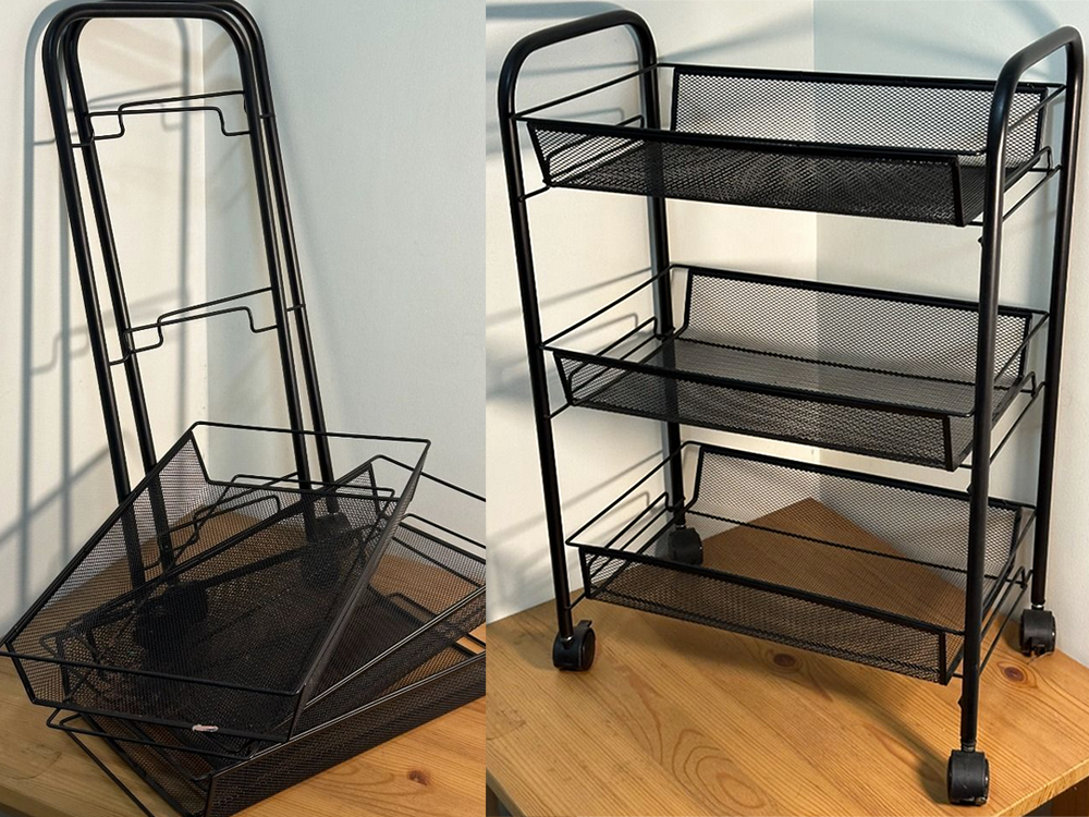 Vannas istabas plaukts virtuves skapis uz riteņiem metāla trīs līmeņi 3 | Bathroom shelf kitchen cabinet on wheels...