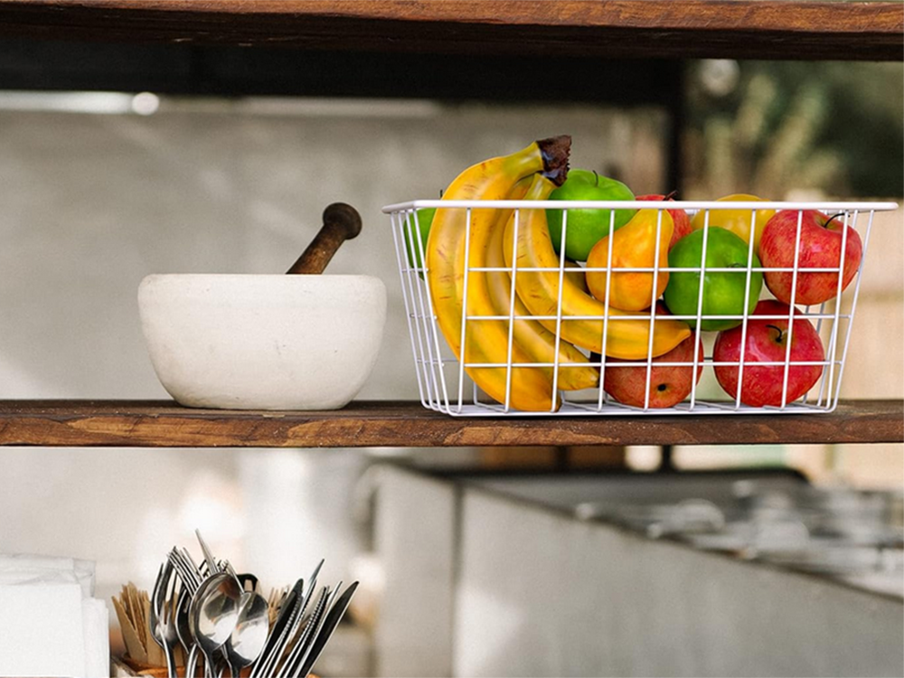 Hanging Metal Basket / Organizer, White