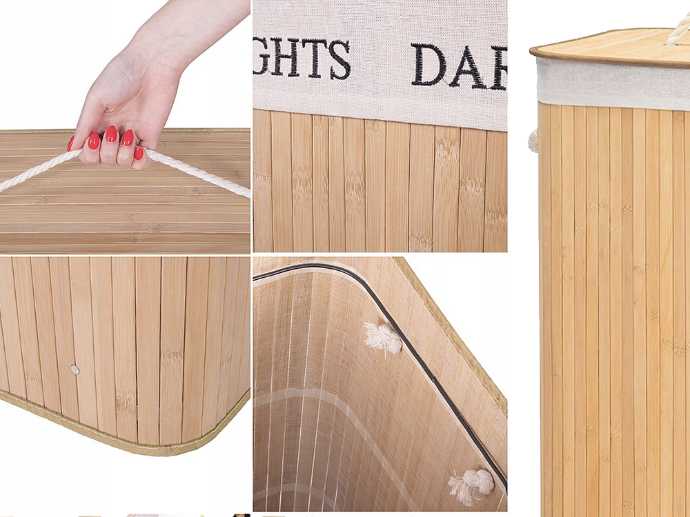 Bambusa veļas grozs ar 2 nodalījumiem un vāku (1)