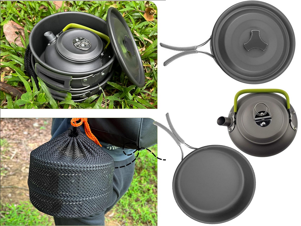 18-in-1 Camping Cookware Set with Kettle, Pot and Pan
