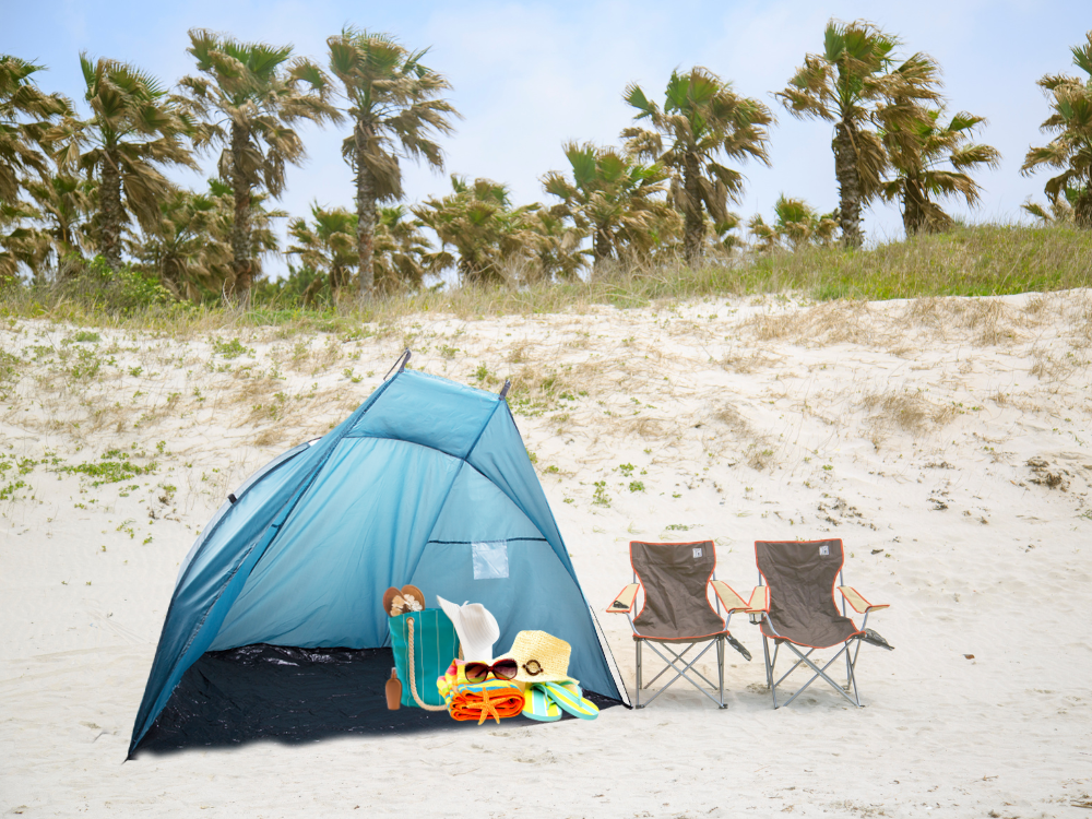 Large Beach Tent / Sun and Wind Shelter, Blue