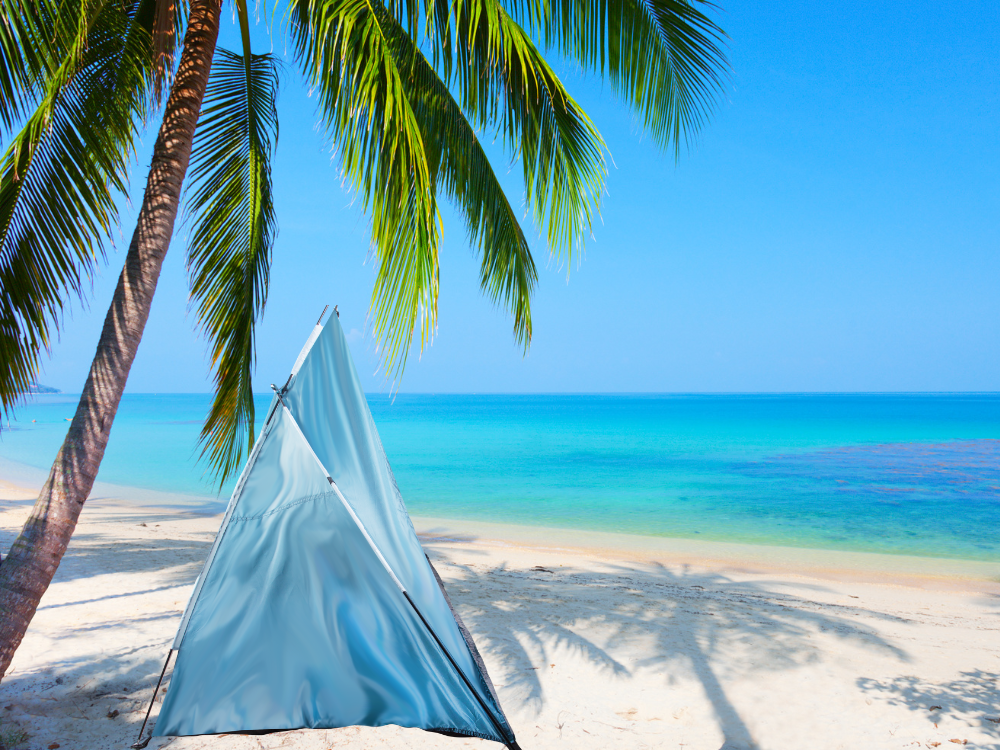 Large Beach Tent / Sun and Wind Shelter, Blue