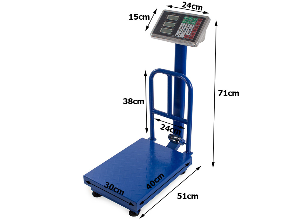 Elektroniskie platformas svari ar atzveltni, 100 kg, LCD, zili
