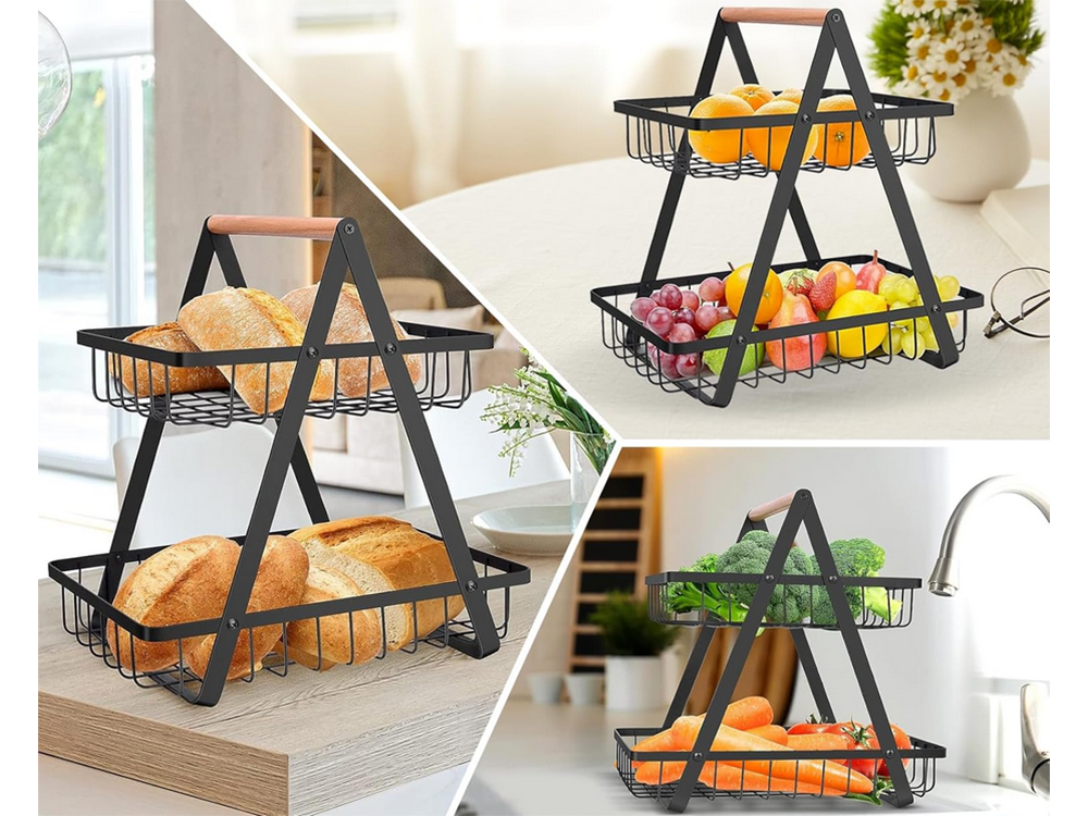 Kitchen Shelf Organizer Two-Level Fruit Basket
