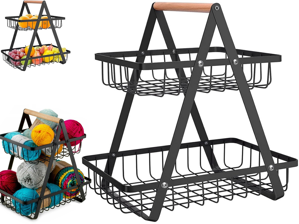 Kitchen Shelf Organizer Two-Level Fruit Basket