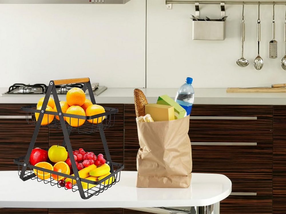 Kitchen Shelf Organizer Two-Level Fruit Basket