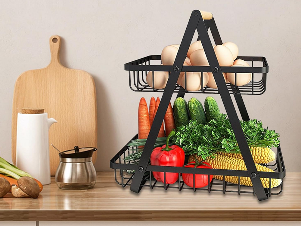 Kitchen Shelf Organizer Two-Level Fruit Basket