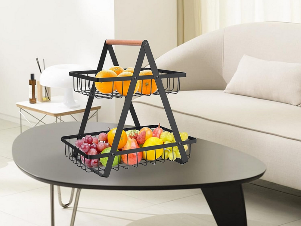 Kitchen Shelf Organizer Two-Level Fruit Basket