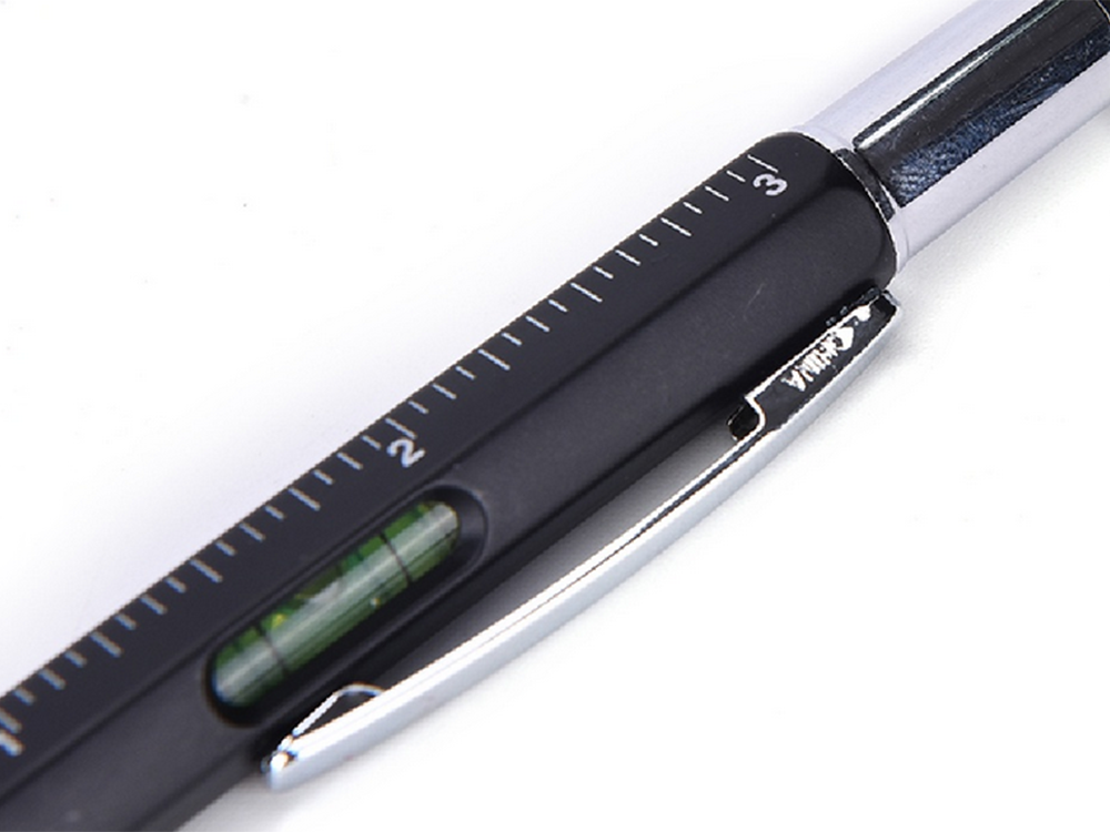 Multifunction Pen Screwdriver 6-in-1 with Ruler and Level, black