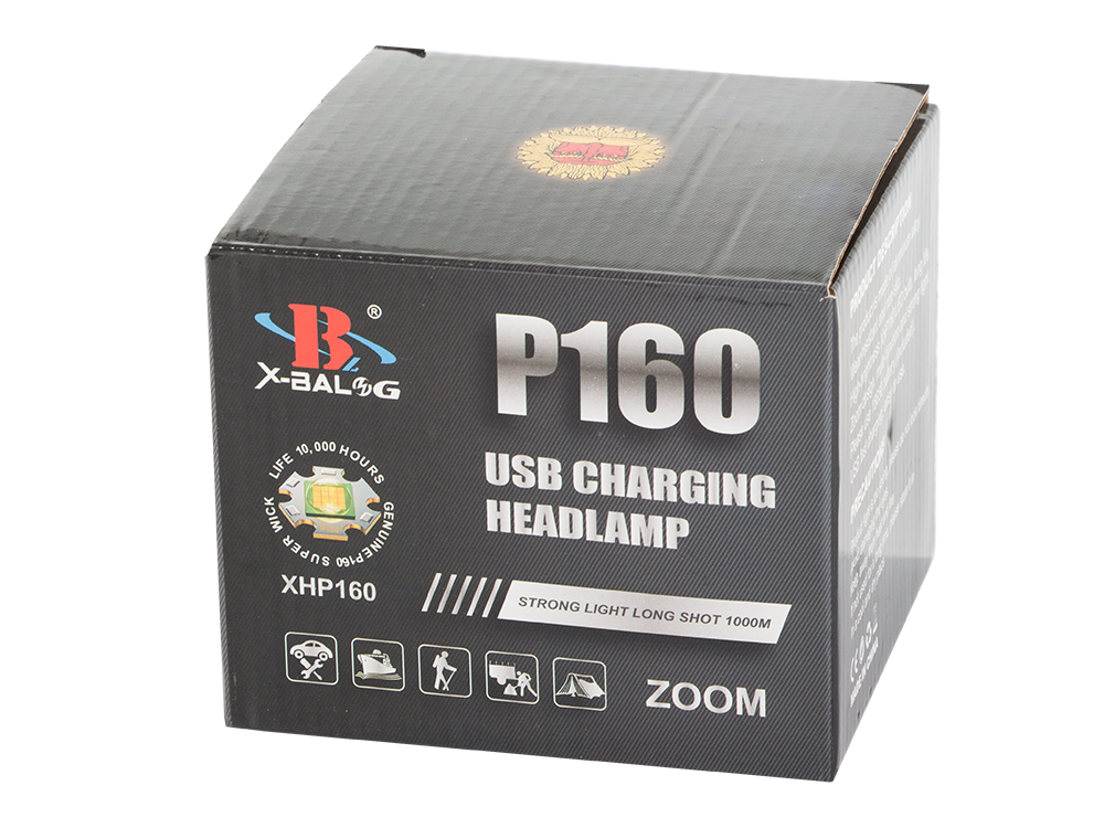 Bailong XHP160 LED headlamp with power bank and zoom, model 8076-3