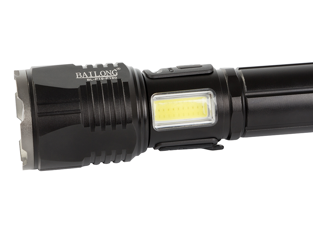 Bailong P19 Tactical LED Flashlight CREE XHP160, COB, Power Bank Function