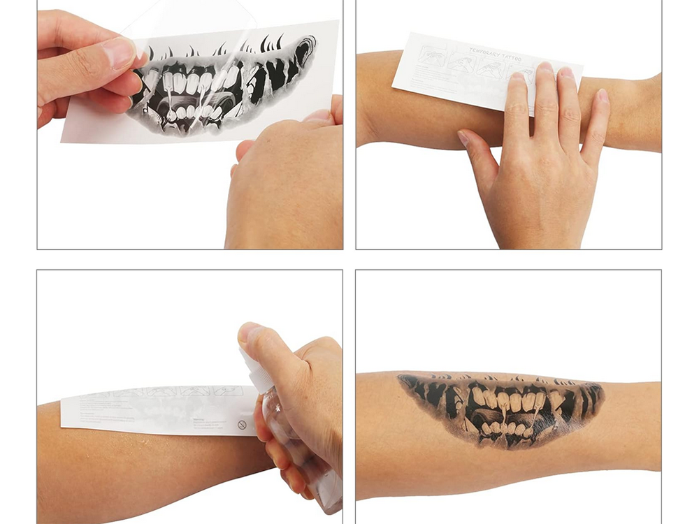Halloween Temporary Tattoo, Realistic Teeth, 12x5 cm