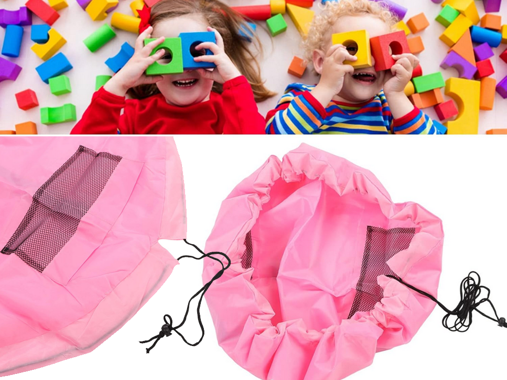 Игровой коврик и мешок для хранения игрушек, 130 см, розовый